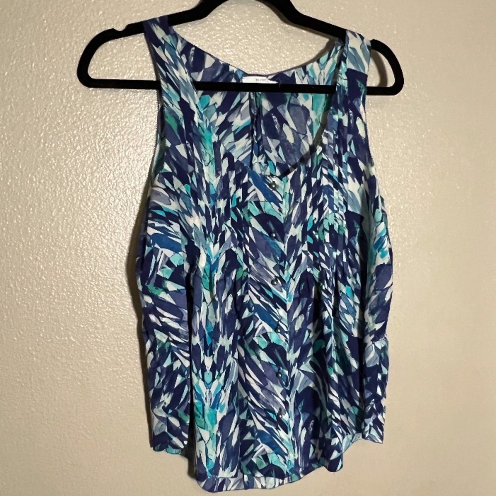 Eliot‎ Silk Blue Sleeveless Relaxed Tank Top size small beach coastal 100% silk